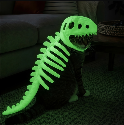 Dinosaur Skeleton Glow-in-the-Dark Cat Costume